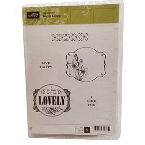 Stampin Up You're Lovely Cling Stamp Set Unmounted Flower Floral Frame Tags